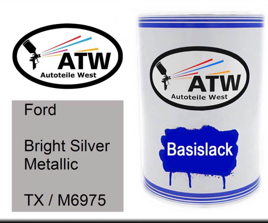 Ford, Bright Silver Metallic, TX / M6975: 500ml Lackdose, von ATW Autoteile West.